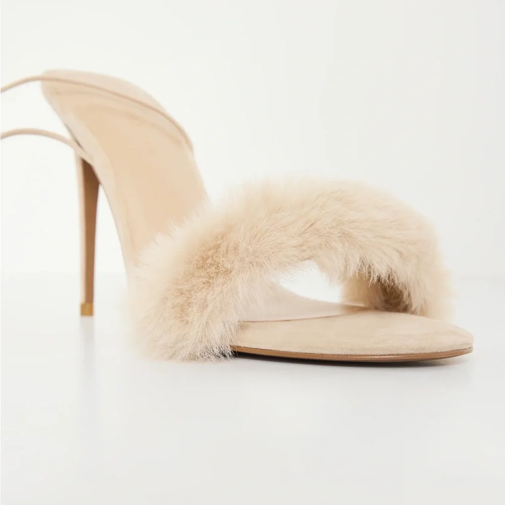 GOOD AMERICAN BRAND Sooo Cute!!! Brand New Good American Fur Heels size 10 - Picture 6 of 7